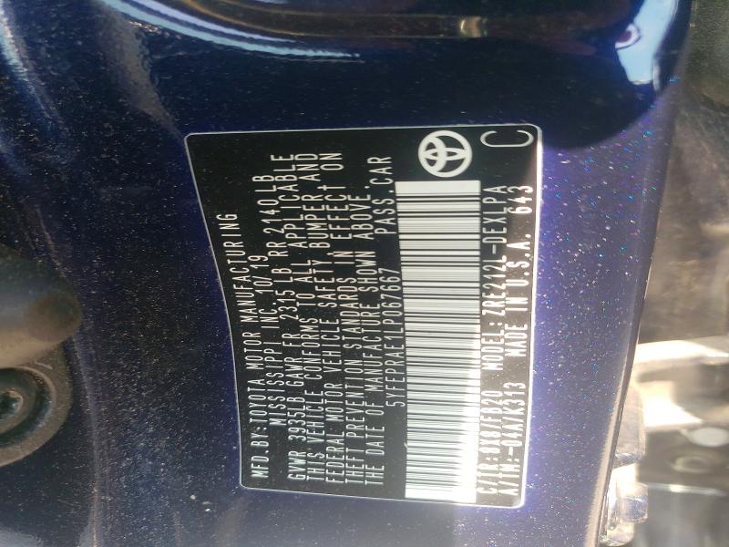2020 Toyota Corolla მანქანა იყიდება აუქციონზე, vin: 5YFEPRAE1LP067667, აუქციონის ნომერი: 58226366