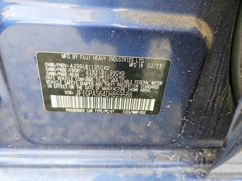 Aukcja sprzedaży 2013 Subaru Impreza, vin: JF1GPAS64DH859588, numer aukcji: 58990116