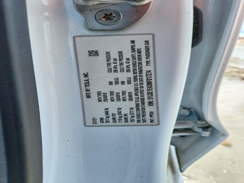 Aukcja sprzedaży 2021 Tesla Model 3, vin: 5YJ3E1EA3MF017274, numer aukcji: 57647646