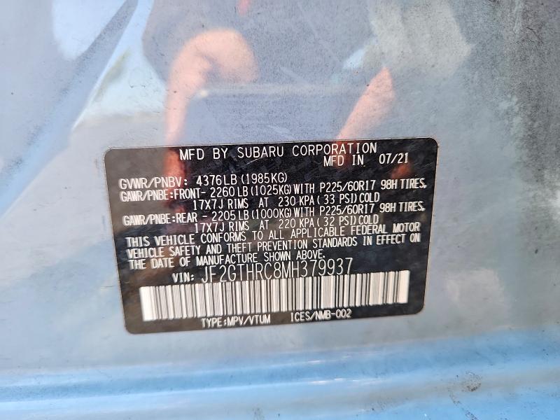 Продажа на аукционе авто 2021 Subaru Crosstrek, vin: JF2GTHRC8MH379937, номер лота: 58084366