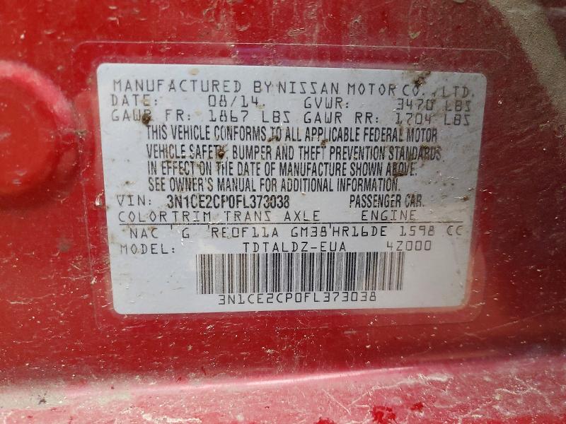 Продажа на аукционе авто 2015 Nissan Versa Note, vin: 3N1CE2CP0FL373038, номер лота: 55418446