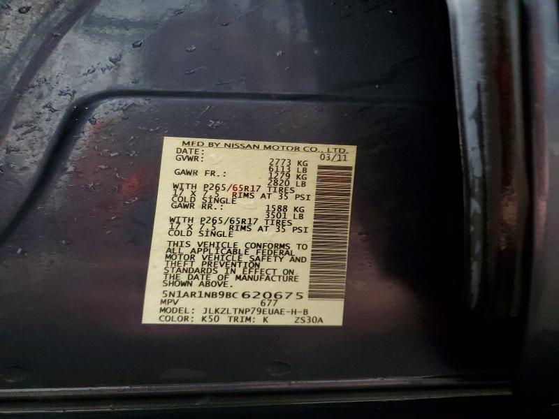 2011 Nissan Pathfinder მანქანა იყიდება აუქციონზე, vin: 5N1AR1NB9BC620675, აუქციონის ნომერი: 56369936
