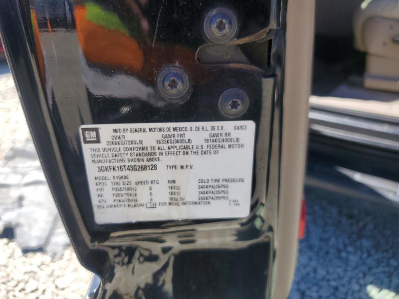 57185196 :رقم المزاد ، 3GKFK16T43G268128 vin ، 2003 Gmc Yukon Xl مزاد بيع