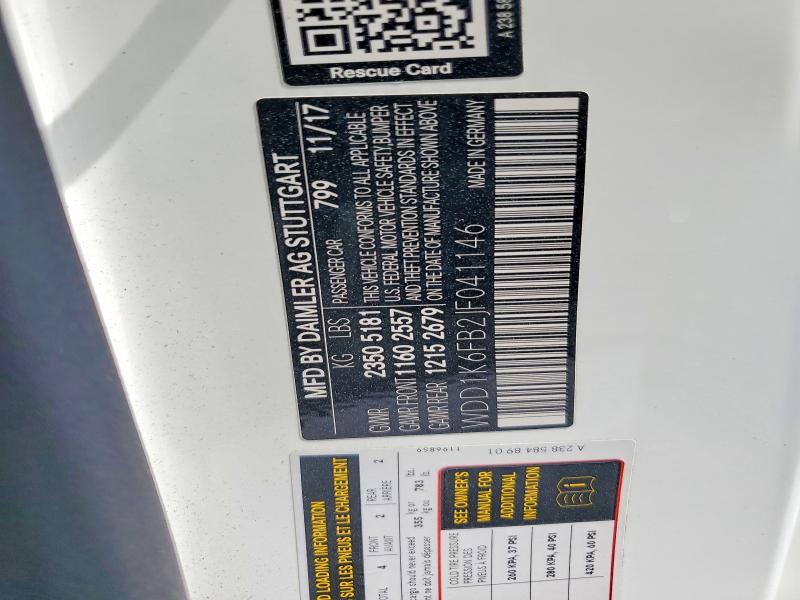 2018 Mercedes-benz E მანქანა იყიდება აუქციონზე, vin: WDD1K6FB2JF041146, აუქციონის ნომერი: 55820816
