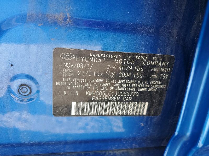 2018 Hyundai Ioniq მანქანა იყიდება აუქციონზე, vin: KMHC85LC1JU063770, აუქციონის ნომერი: 58209436