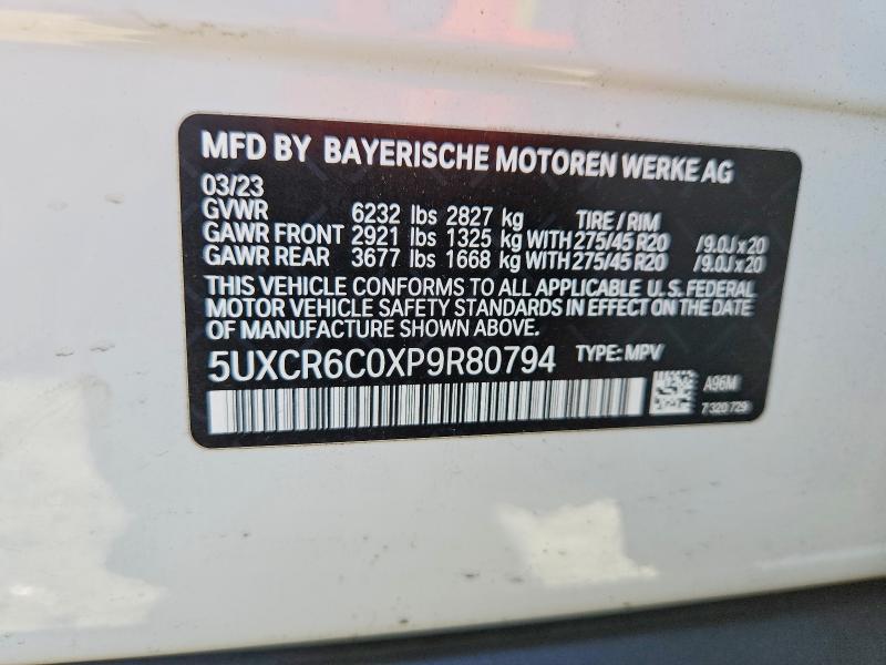 58647246 :رقم المزاد ، 5UXCR6C0XP9R80794 vin ، 2023 Bmw X5 مزاد بيع