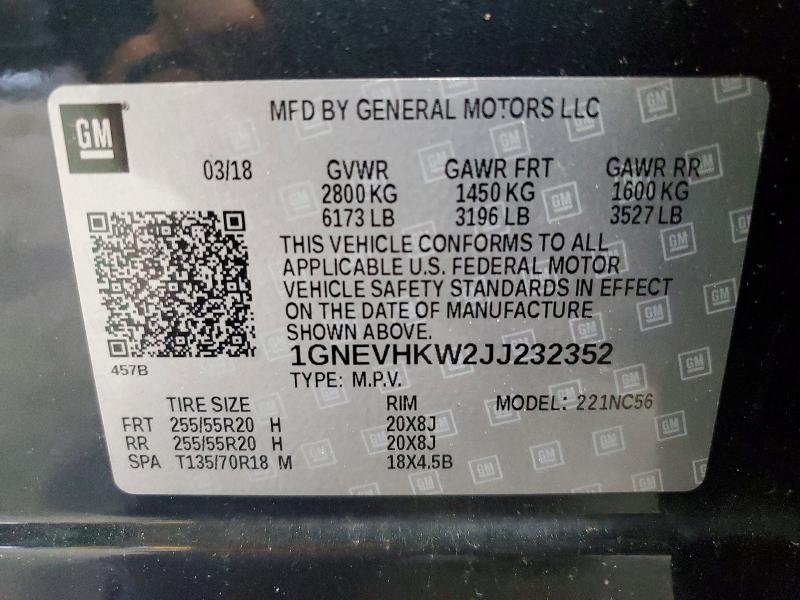 Aukcja sprzedaży 2018 Chevrolet Traverse, vin: 1GNEVHKW2JJ232352, numer aukcji: 55622696