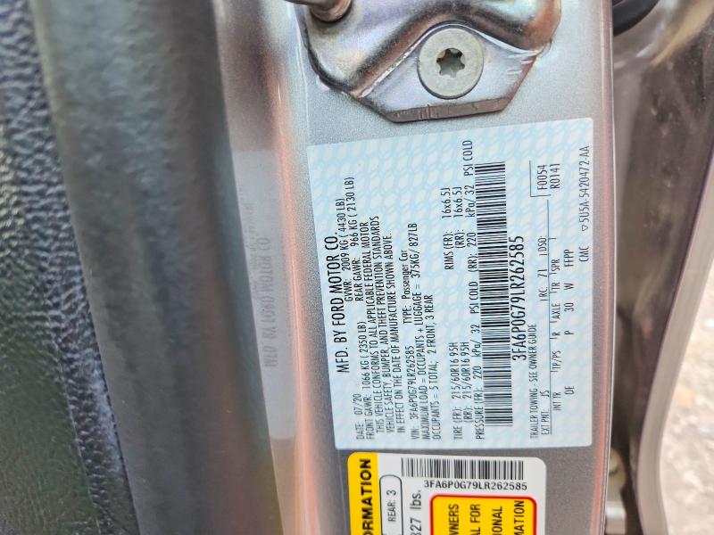 Aukcja sprzedaży 2020 Ford Fusion, vin: 3FA6P0G79LR262585, numer aukcji: 56680876