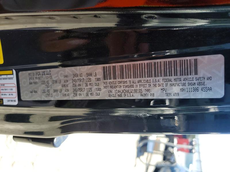 2020 Jeep Wrangler Unlimited მანქანა იყიდება აუქციონზე, vin: 1C4HJXDNXLW198165, აუქციონის ნომერი: 57683216