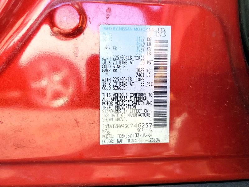 Продаж на аукціоні авто 2016 Nissan Rogue, vin: 5N1AT2MV4GC746257, номер лоту: 56742096