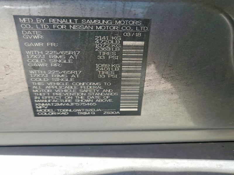 Продаж на аукціоні авто 2018 Nissan Rogue, vin: KNMAT2MV4JP575465, номер лоту: 58213886
