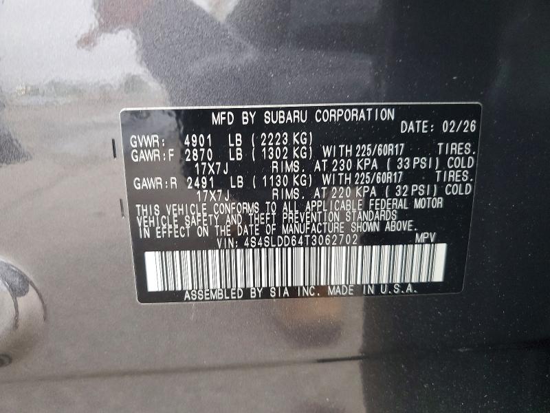 2026 Subaru Forester მანქანა იყიდება აუქციონზე, vin: 4S4SLDD64T3062702, აუქციონის ნომერი: 58221676
