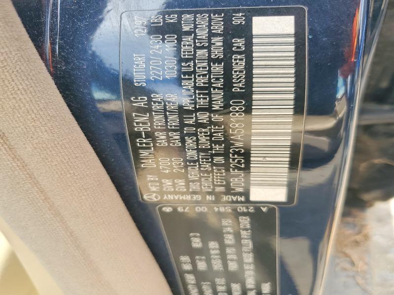 58301266 :رقم المزاد ، WDBJF25F3WA581880 vin ، 1998 Mercedes-benz E مزاد بيع