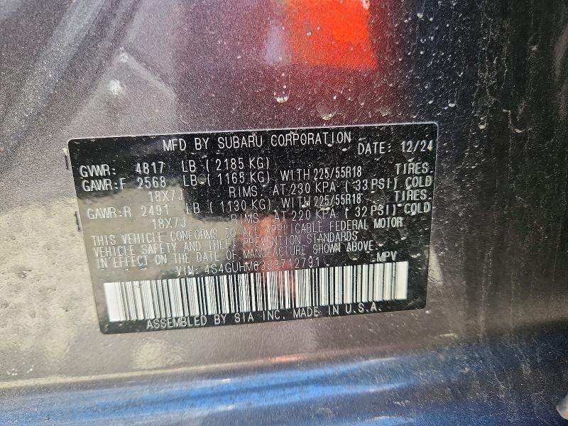 2025 Subaru Crosstrek მანქანა იყიდება აუქციონზე, vin: 4S4GUHM63S3712791, აუქციონის ნომერი: 56232536