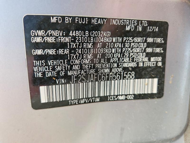 Продажа на аукционе авто 2015 Subaru Forester, vin: JF2SJAFC6FH561568, номер лота: 55912016