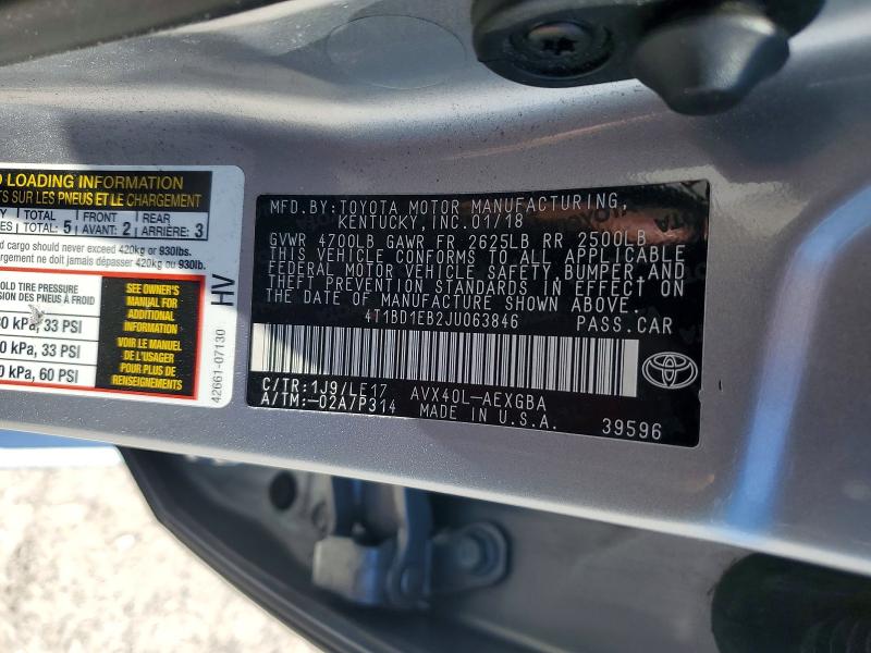 Aukcja sprzedaży 2018 Toyota Avalon Hybrid, vin: 4T1BD1EB2JU063846, numer aukcji: 55933026