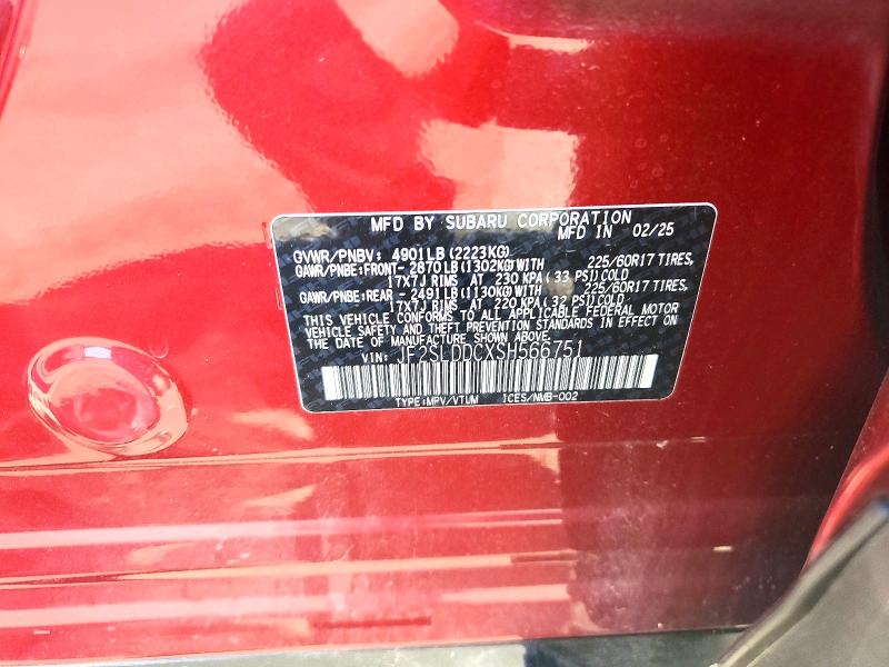 2025 Subaru Forester მანქანა იყიდება აუქციონზე, vin: JF2SLDDCXSH566751, აუქციონის ნომერი: 58562176
