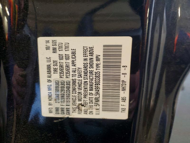 55330826 :رقم المزاد ، 5FNRL5H49FB033835 vin ، 2015 Honda Odyssey مزاد بيع