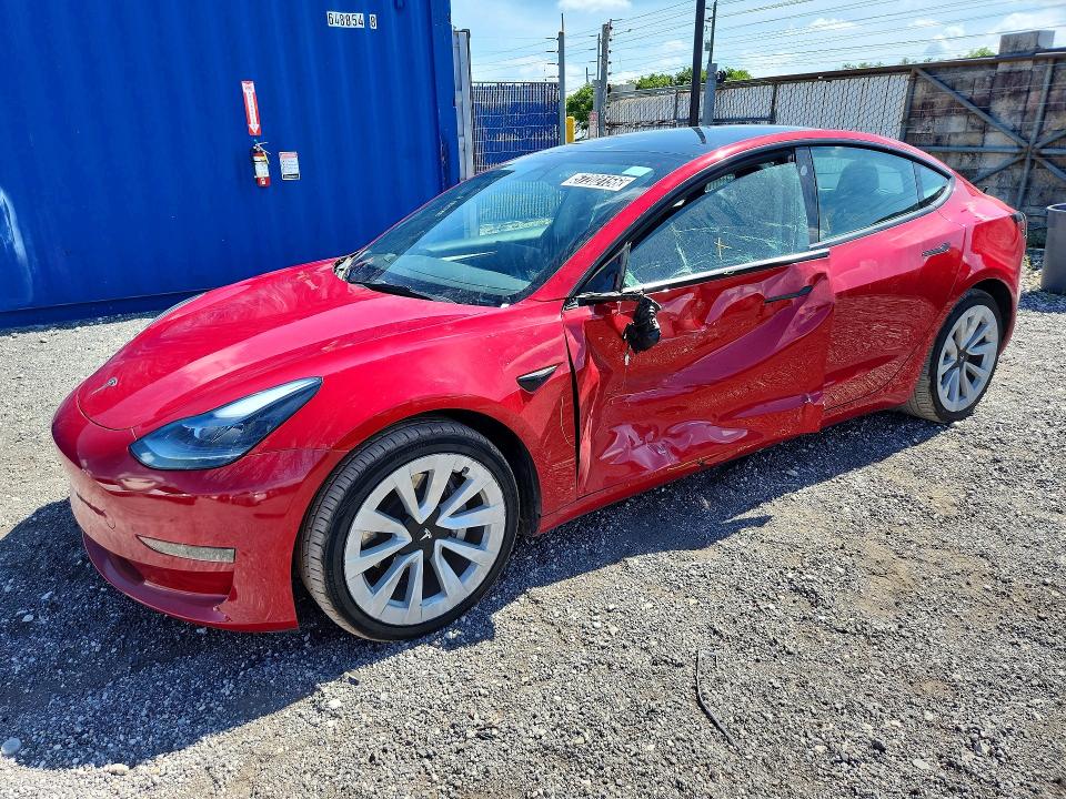 2022 Tesla Model 3 მანქანა იყიდება აუქციონზე, vin: 5YJ3E1EA0NF369827, აუქციონის ნომერი: 57202156