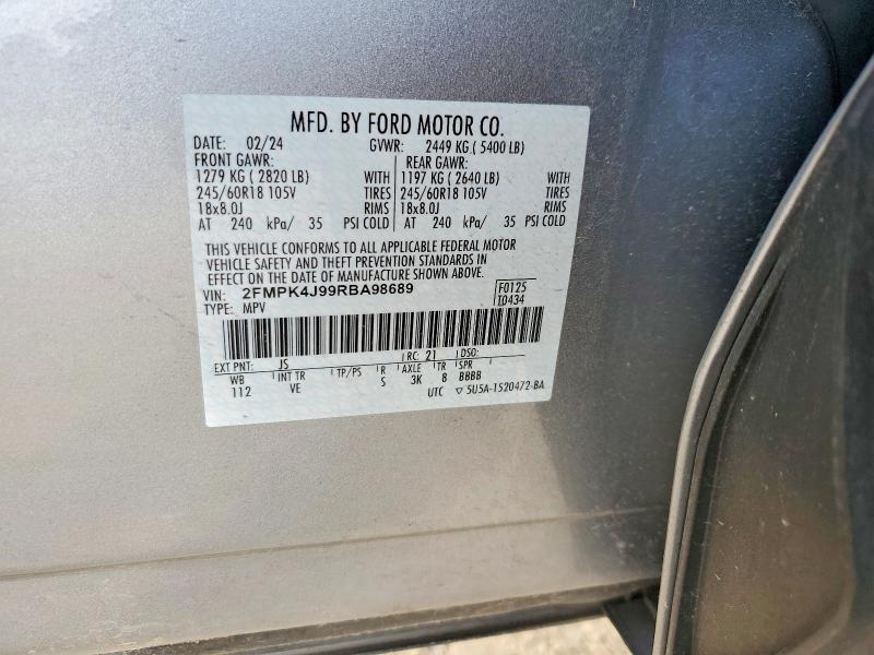 Продажа на аукционе авто 2024 Ford Edge, vin: 2FMPK4J99RBA98689, номер лота: 59149906