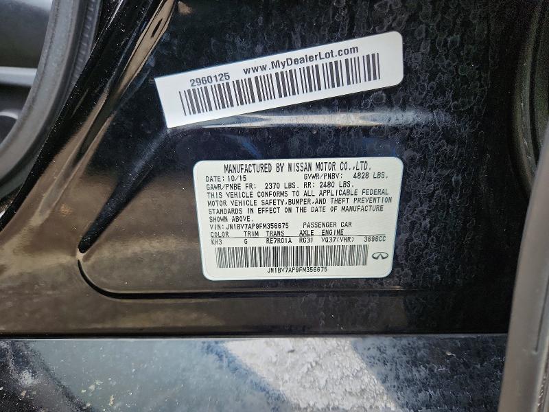 Продаж на аукціоні авто 2015 Infiniti Q50, vin: JN1BV7AP9FM356675, номер лоту: 57204966