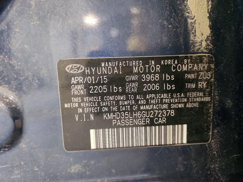 2016 Hyundai Elantra Gt მანქანა იყიდება აუქციონზე, vin: KMHD35LH6GU272378, აუქციონის ნომერი: 85451625