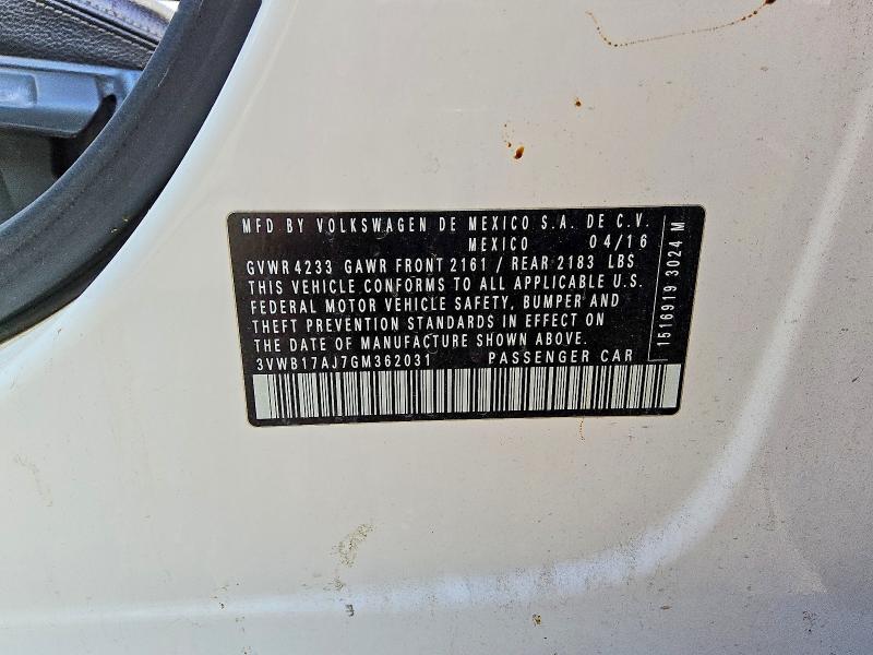 Продаж на аукціоні авто 2016 Volkswagen Jetta, vin: 3VWB17AJ7GM362031, номер лоту: 58927436