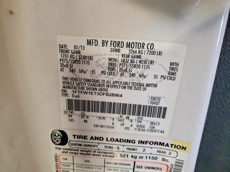 Auction sale of the 2013 Ford F150, vin: 1FTFW1ET3DFB28964, lot number: 57433756