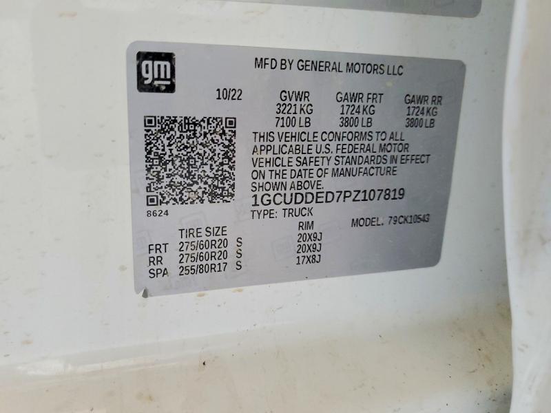 Продаж на аукціоні авто 2023 Chevrolet Silverado, vin: 1GCUDDED7PZ107819, номер лоту: 56833716