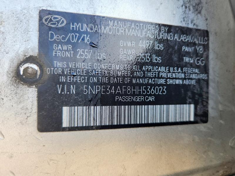 2017 Hyundai Sonata მანქანა იყიდება აუქციონზე, vin: 5NPE34AF8HH536023, აუქციონის ნომერი: 57369226