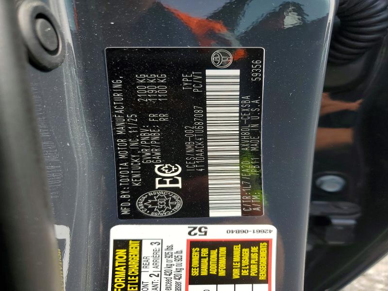 Продажа на аукционе авто 2026 Toyota Camry, vin: 4T1DAACK4TU687087, номер лота: 55413666