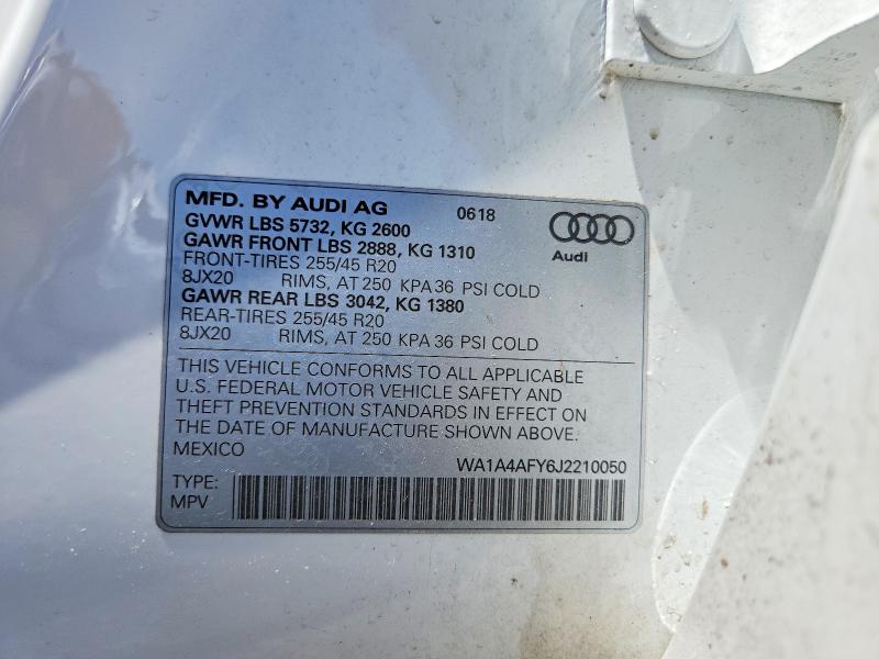Продажа на аукционе авто 2018 Audi Sq5, vin: WA1A4AFY6J2210050, номер лота: 55604036