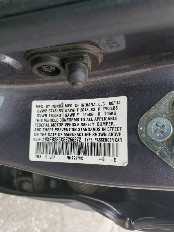 57963836 :رقم المزاد ، 19XFB2F5XEE266272 vin ، 2014 Honda Civic مزاد بيع