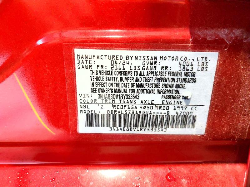 2024 Nissan Sentra მანქანა იყიდება აუქციონზე, vin: 3N1AB8DV1RY333543, აუქციონის ნომერი: 58202896