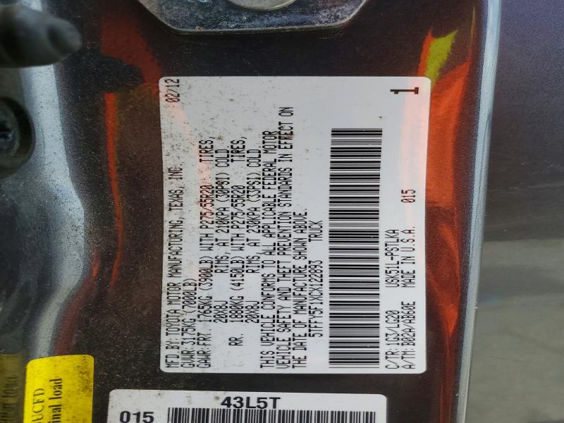 Продаж на аукціоні авто 2012 Toyota Tundra, vin: 5TFFY5F1XCX122893, номер лоту: 95587465