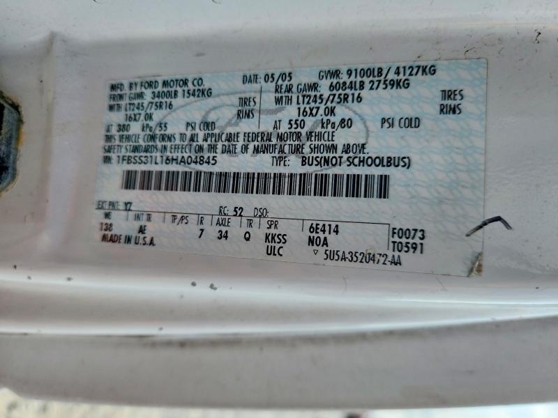 2006 Ford Econoline მანქანა იყიდება აუქციონზე, vin: 1FBSS31L16HA04845, აუქციონის ნომერი: 58450626