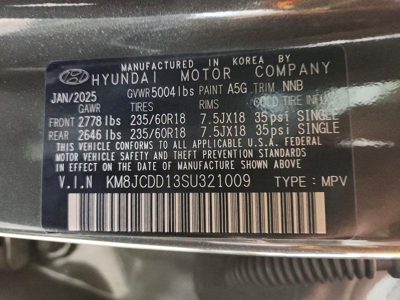 Продаж на аукціоні авто 2025 Hyundai Tucson, vin: KM8JCDD13SU321009, номер лоту: 55928186