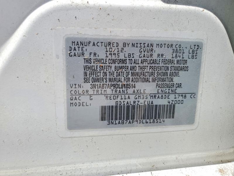 2013 Nissan Sentra მანქანა იყიდება აუქციონზე, vin: 3N1AB7AP9DL618514, აუქციონის ნომერი: 55923456
