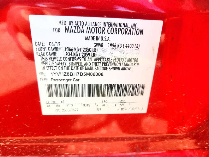 Aukcja sprzedaży 2013 Mazda 6, vin: 1YVHZ8BH7D5M06306, numer aukcji: 58312186