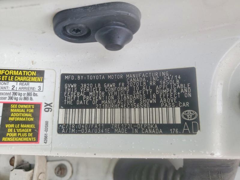 Продажа на аукционе авто 2014 Toyota Corolla, vin: 2T1BURHE4EC156590, номер лота: 57753626