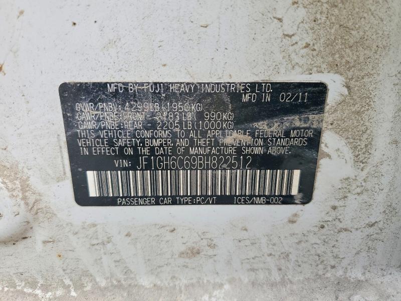 Aukcja sprzedaży 2011 Subaru Impreza, vin: JF1GH6C69BH822512, numer aukcji: 58916746