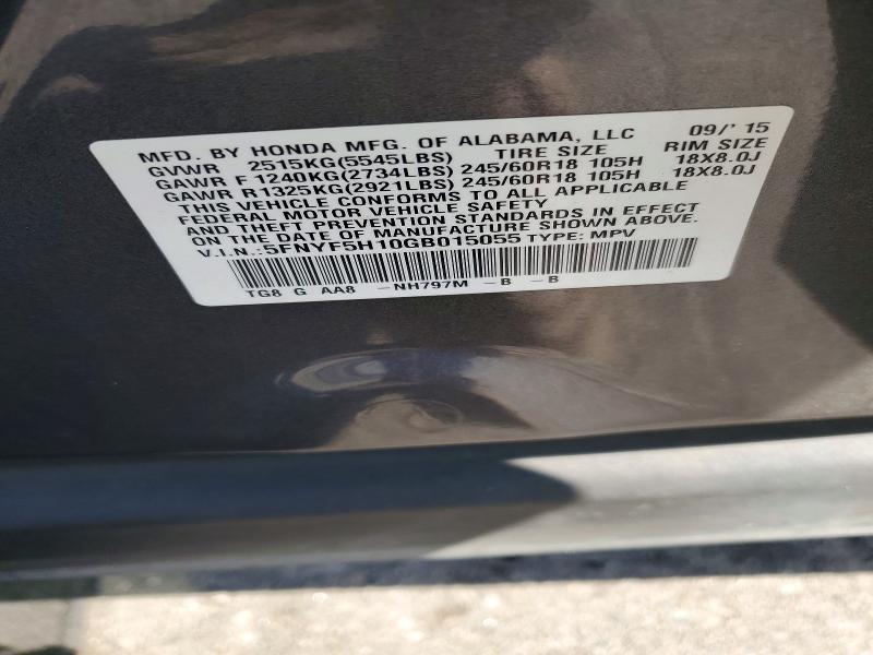 Продаж на аукціоні авто 2016 Honda Pilot, vin: 5FNYF5H10GB015055, номер лоту: 55644476