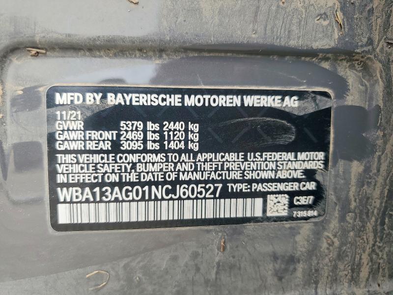 Продажа на аукционе авто 2022 Bmw 530e, vin: WBA13AG01NCJ60527, номер лота: 57910856