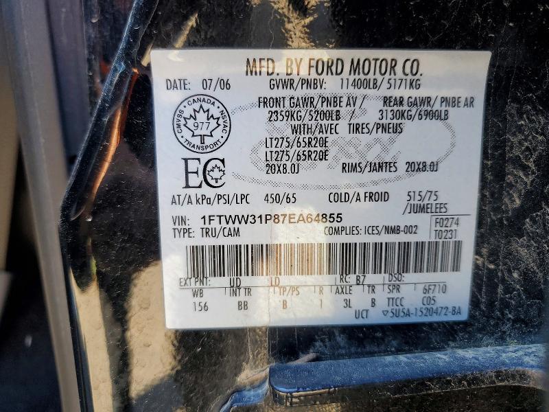 Aukcja sprzedaży 2007 Ford F350, vin: 1FTWW31P87EA64855, numer aukcji: 58152416