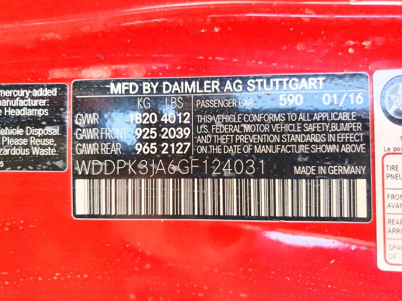 Продаж на аукціоні авто 2016 Mercedes-benz Slk, vin: WDDPK3JA6GF124031, номер лоту: 58801086