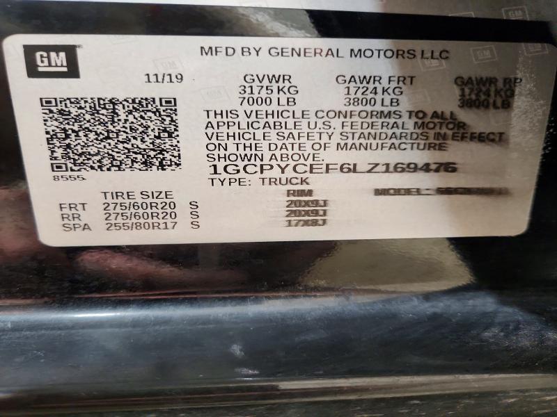 56173476 :رقم المزاد ، 1GCPYCEF6LZ169476 vin ، 2020 Chevrolet Silverado مزاد بيع