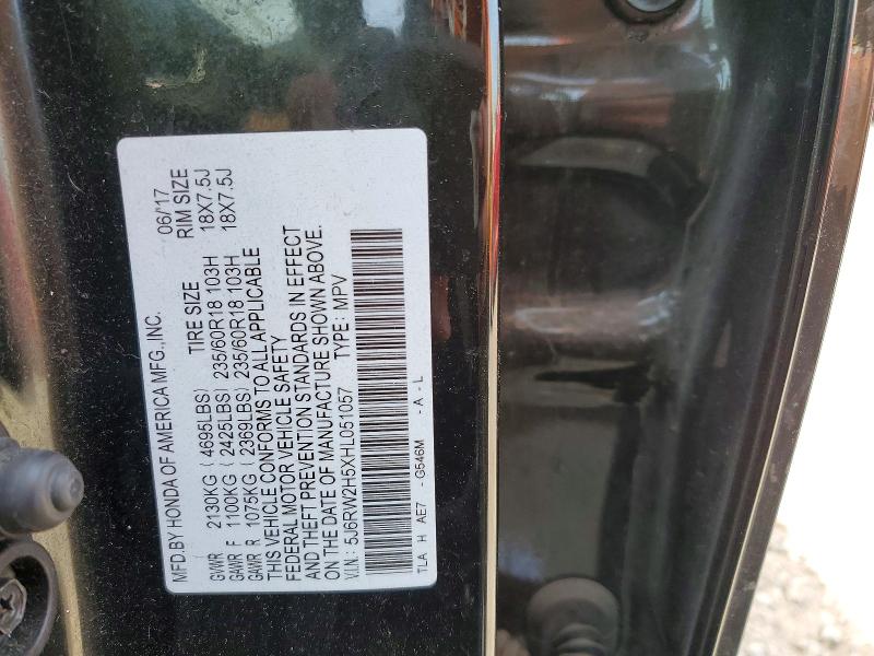 Aukcja sprzedaży 2017 Honda Cr-v, vin: 5J6RW2H5XHL051057, numer aukcji: 55376156