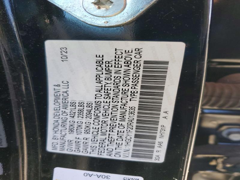 Aukcja sprzedaży 2024 Honda Accord, vin: 1HGCY1F20RA013635, numer aukcji: 55639566