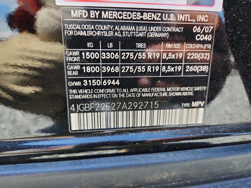 Продажа на аукционе авто 2007 Mercedes-benz Gl, vin: 4JGBF22E27A292715, номер лота: 58550676