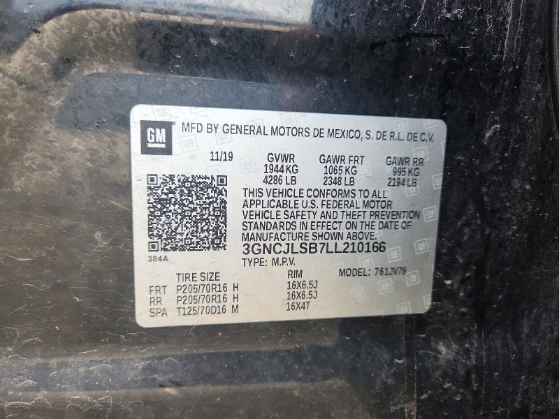 2020 Chevrolet Trax მანქანა იყიდება აუქციონზე, vin: 3GNCJLSB7LL210166, აუქციონის ნომერი: 56812606